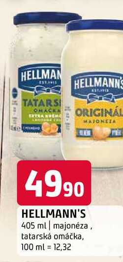Hellmann's majonéza, tatarská omáčka 405ml, vybrané druhy