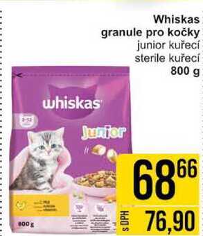 Whiskas granule pro kočky junior kuřecí sterile kuřecí 800 g 