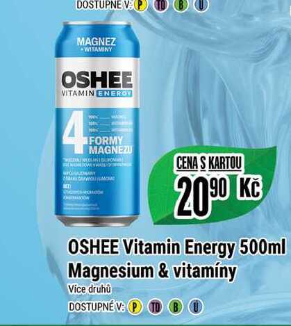 OSHEE Vitamin Energy 500ml Magnesium & vitamíny 