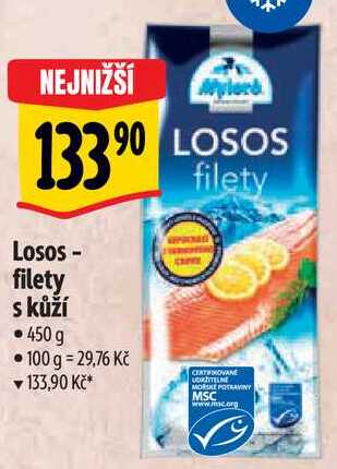 Losos - filety s kůží, 450 g