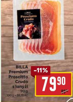 BILLA Premium Proscitto Crudo s lanýži 90 g