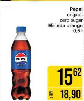 Pepsi original zero sugar Mirinda orange 0,5l