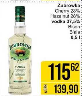 Zubrowka Cherry 28% Hazelnut 28% vodka 37,5% Bison Biala 0,5l