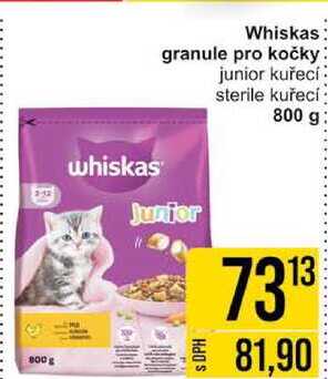 Whiskas granule pro kočky junior kuřecí sterile kuřecí 800 g