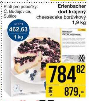 Erlenbacher dort krájený cheesecake borůvkový 1,9 kg