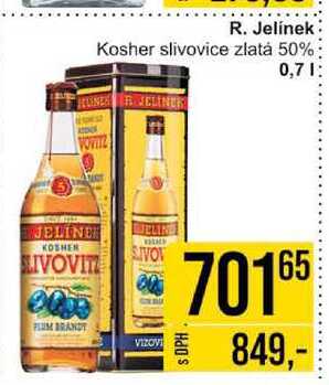 R. Jelínek Kosher slivovice zlatá 50% 0,7l