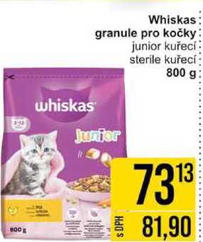 Whiskas granule pro kočky junior kuřecí sterile kuřecí 800 g 