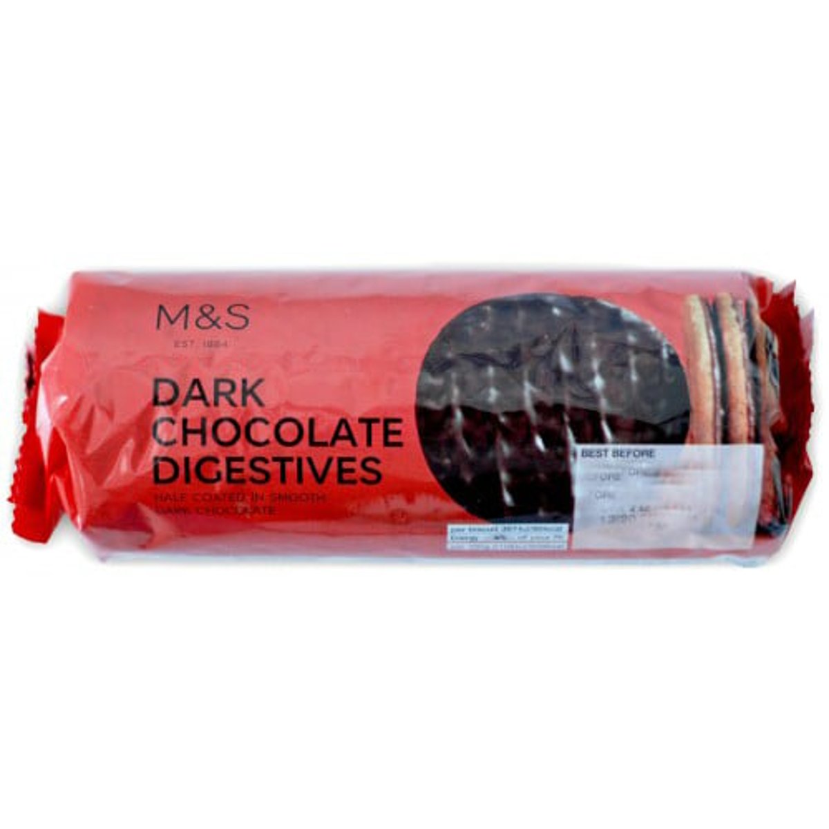Marks & Spencer Sušenky Digestives polomáčené v hořké čokoládě