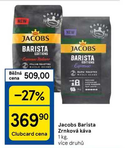 Jacobs Barista Zrnková káva, 1 kg. více druhů 
