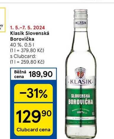 Klasik Slovenská Borovička 40 %, 0.5 l