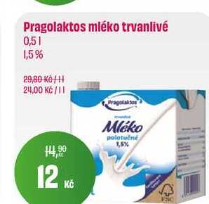 Pragolaktos trvanlivé mléko 1,5 % 0,5l v akci
