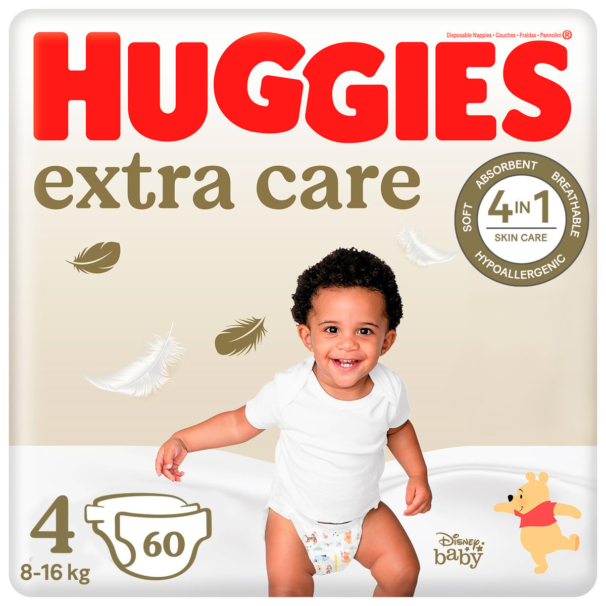 Huggies Extra Care jednorázové plenky 4 (8–16 kg)