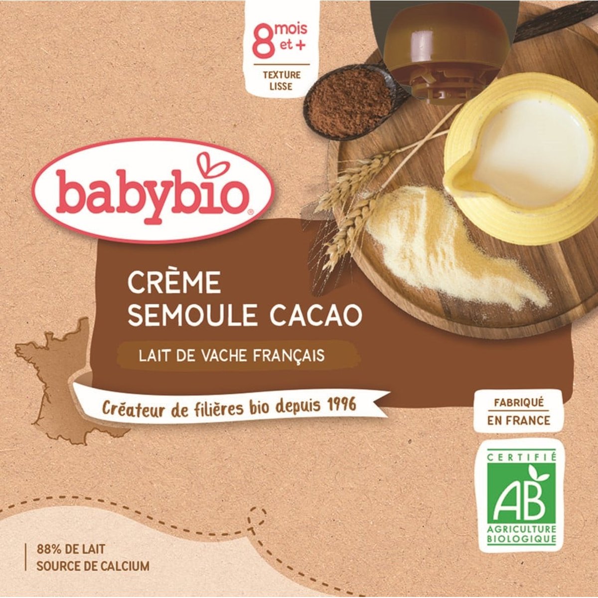 Babybio BIO Kapsička krupice s kakaem (4×85g)