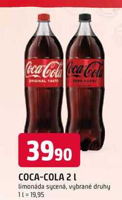 Coca-Cola 2l, vybrané druhy 2l