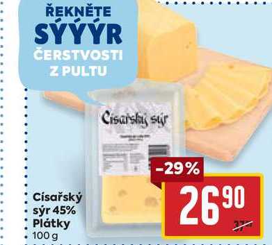 Císařský sýr 45% Plátky, 100 g