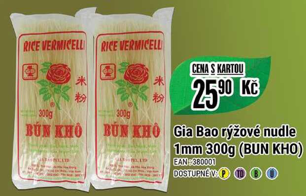 Gia Bao rýžové nudle 1mm 300g (BUN KHO) 