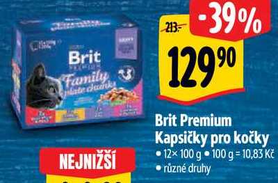 Brit Premium Kapsičky pro kočky, 12x 100 g 