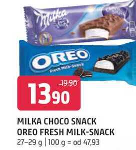 Milka choco snack oreo fresh milk-snack 27-29 g