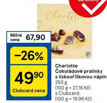 Charlotte Čokoládové pralinky s lískooříškovou náplni, 250 g  