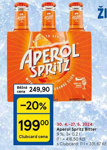 Aperol Spritz Bitter 9%, 3× 0.2 l