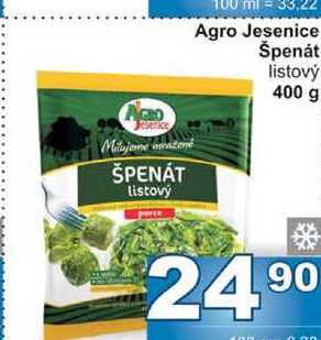 Agro Jesenice Špenát listový 400 g 