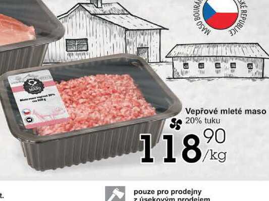 Vepřové mleté maso 20% tuku 1kg