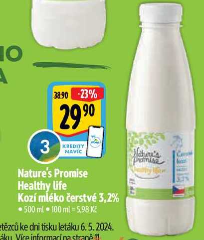   Nature's Promise Healthy life Kozí mléko čerstvé 3,2%  500 ml  
