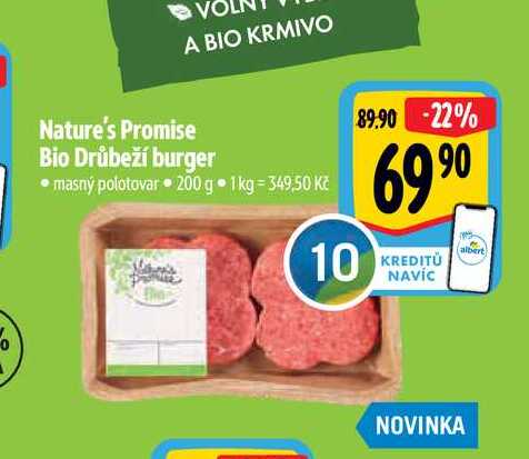 Nature's Promise  Bio Drůbeží burger  200 g