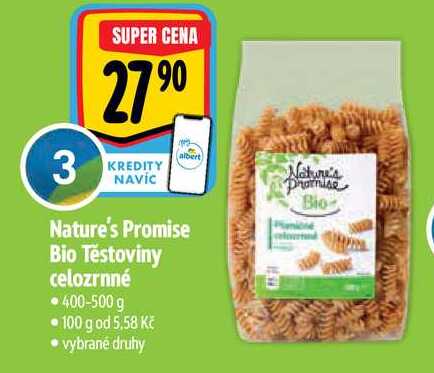   Nature's Promise Bio Těstoviny celozrnné • 400-500 g 