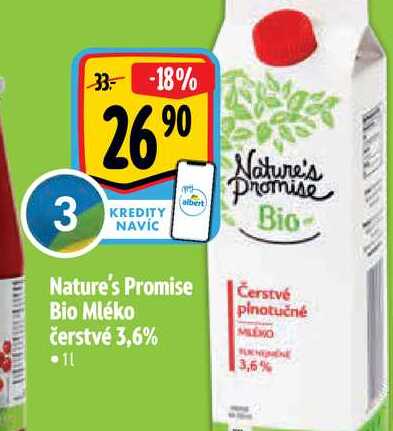   Nature's Promise Bio Mléko čerstvé 3,6% 1 l