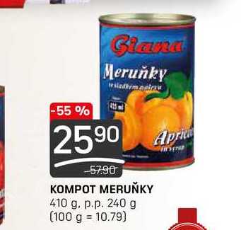 KOMPOT MERUŇKY 410 g. p.p. 240 g 