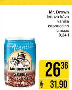 Mr. Brown ledová káva vanilla cappuccino classic 0,24l