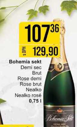 Bohemia sekt Demi sec Brut Rose demi Rose brut Nealko nealko rosé 0,75l