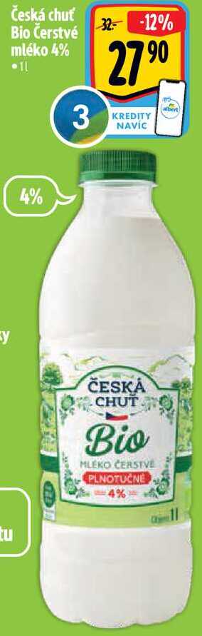 Česká chuť Bio Čerstvé mléko 4%, 1 l