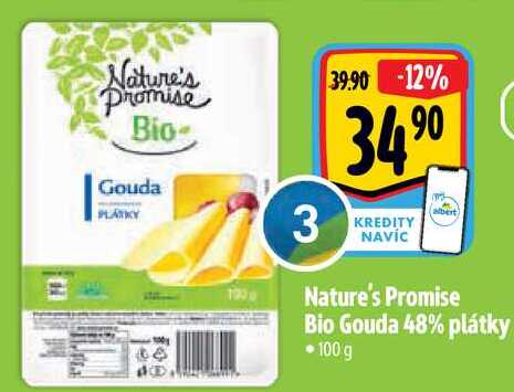 Nature's Promise Bio Gouda 48% plátky, 100 g 