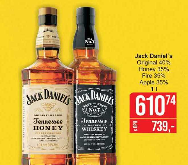 Jack Daniel's Original 40% Honey 35% Fire 35% Apple 35% 1l