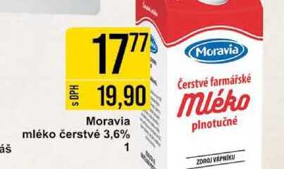 Moravia mléko čerstvé 3,6% 1l