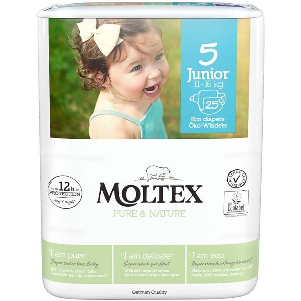 Moltex Pure & Nature EKO Jednorázové dětské plenky junior 11–16 kg (velikost 5–6)