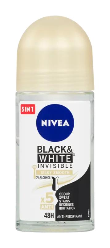 NIVEA Antiperspirant roll-on pro ženy Black & White Invisible Silky Smooth, 50 ml