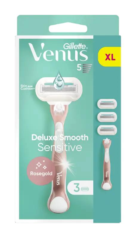 Gillette Holicí strojek + 3 holicí hlavice Venus Deluxe Smooth Sensitive RoseGold, 1 ks