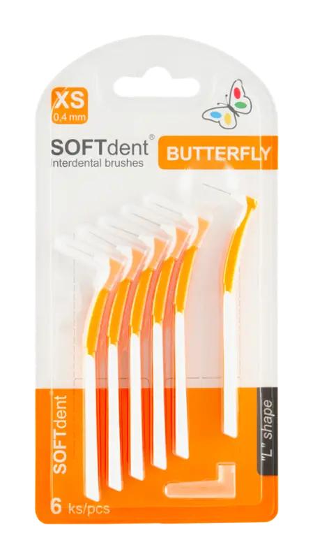 Soft Dent Mezizubní kartáček zahnutý Butterfly 0,4 mm, 6 ks