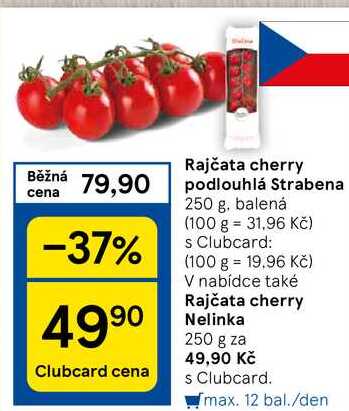 Rajčata cherry podlouhlá Strabena, 250 g