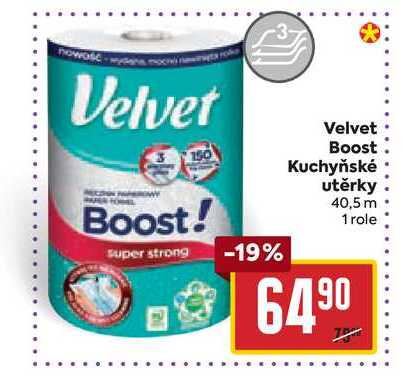 Velvet Boost Kuchyňské utěrky 40,5 m 1 role