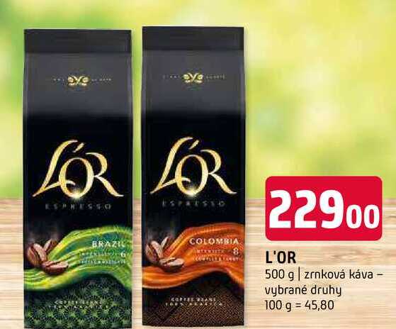 L'OR 500 g zrnková káva vybrané druhy 