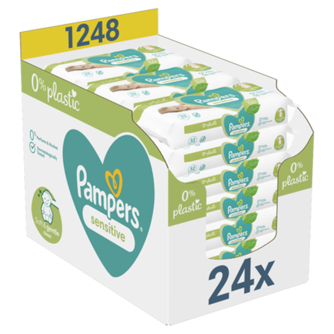 Pampers Sensitive Vlhčené ubrousky Plastic Free 24x52ks