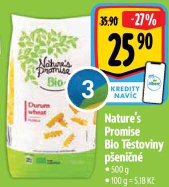 Nature's Promise Bio Těstoviny pšeničné, 500 g