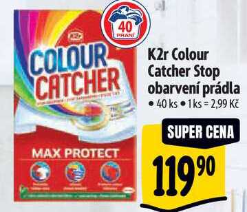 K2r Colour Catcher Stop obarvení prádla, 40 ks