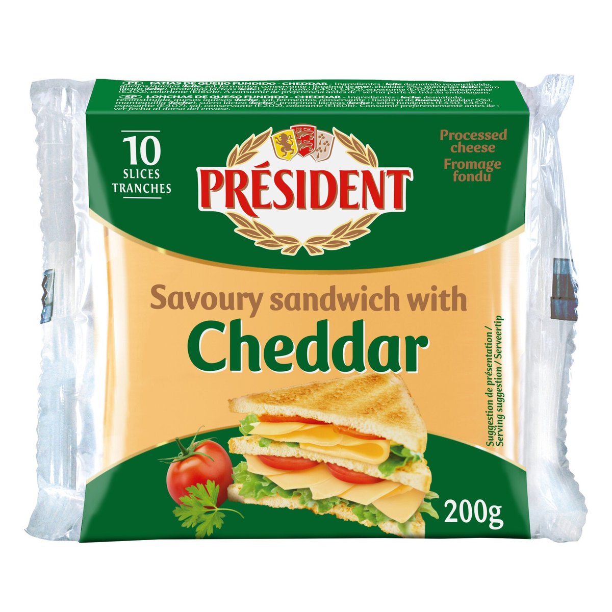 Président Cheddar sýr toast plátky