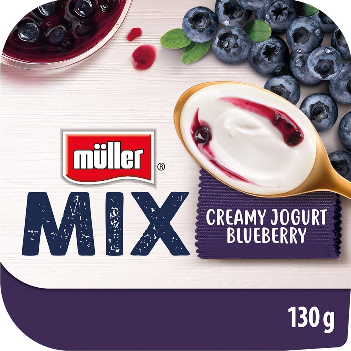Müller Mix Krémový jogurt s borůvkami