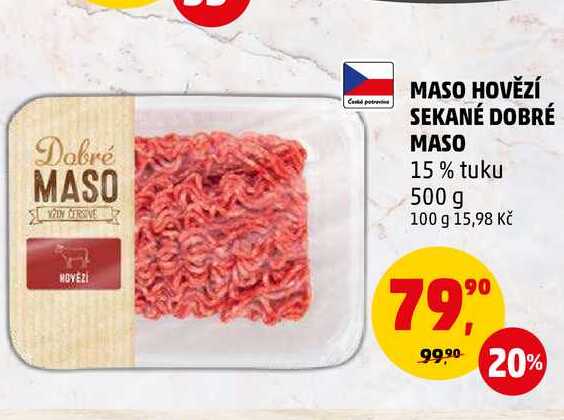 MASO HOVĚZÍ SEKANÉ DOBRÉ MASO, 500 g
